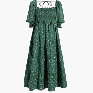 Hill House Home Nesli Nap Dress Green Trellis Size Medium